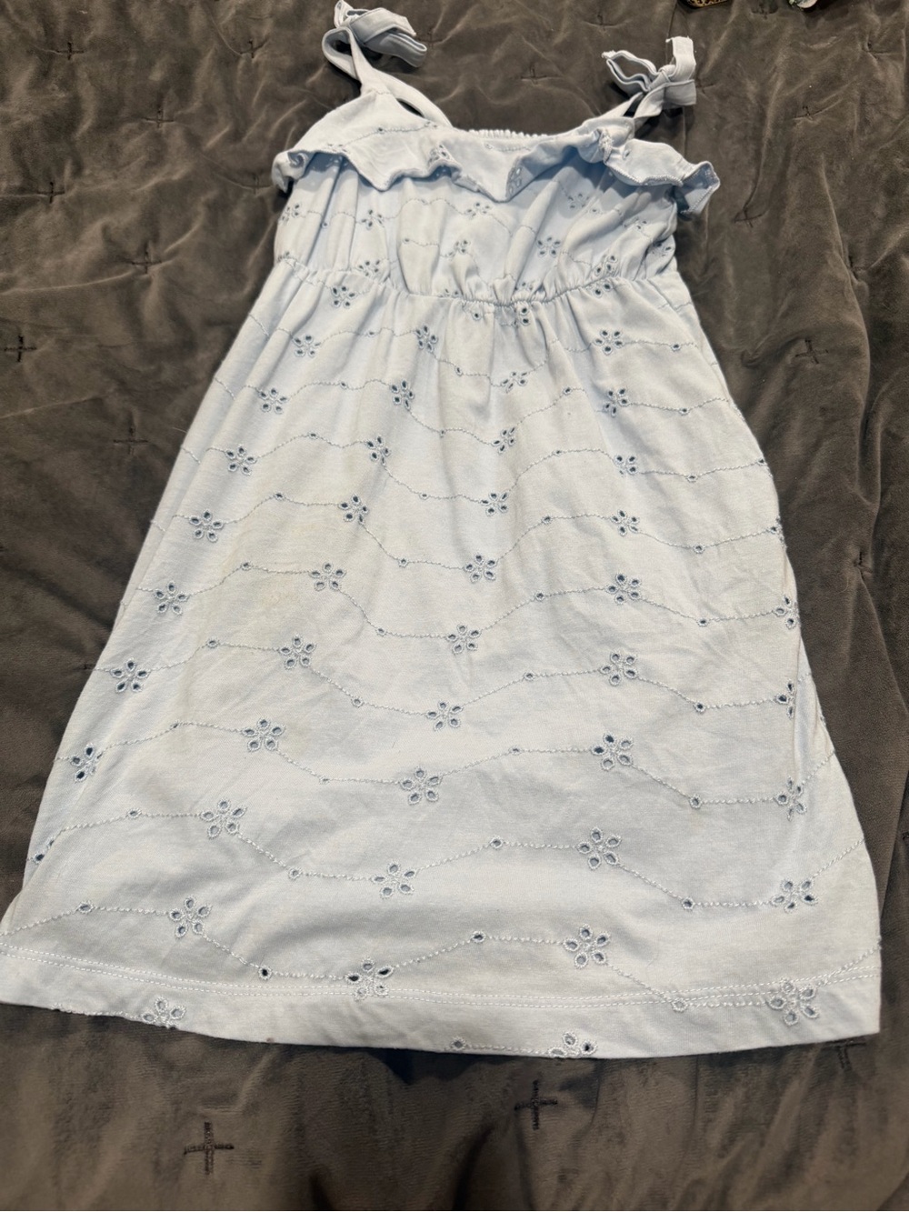 Cat & Jack Light Blue Eyelet Tie-Shoulder Sundress